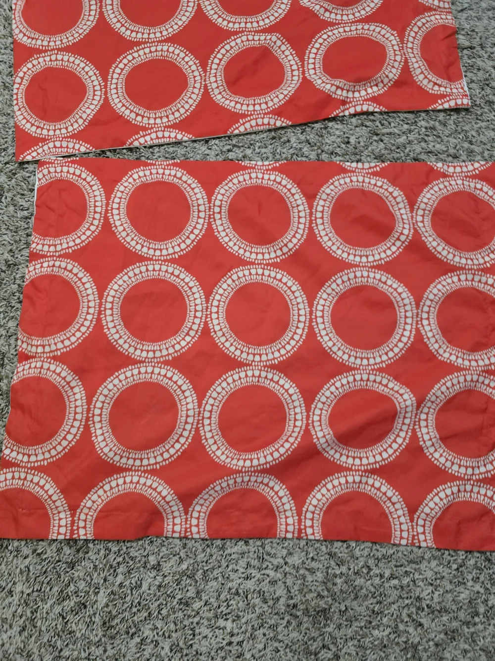 Orange Decorative Pillow Sham Pair with White Circle Print